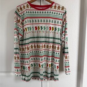 Little Sleepies Red and White Gingerbread Fair isle Christmas Pajama Top